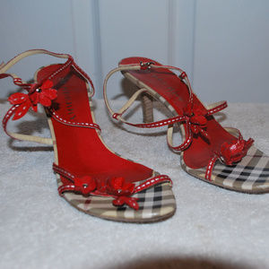 Burberry Red Strappy Heel